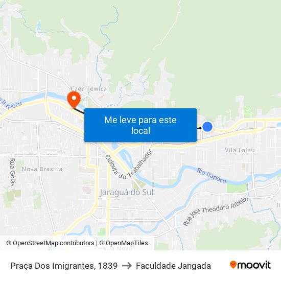 Praça Dos Imigrantes, 1839 to Faculdade Jangada map