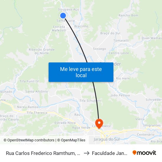 Rua Carlos Frederico Ramthum, 15243 to Faculdade Jangada map