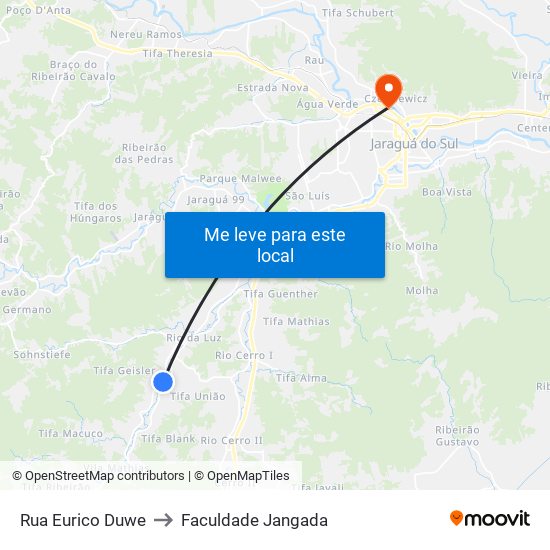 Rua Eurico Duwe to Faculdade Jangada map