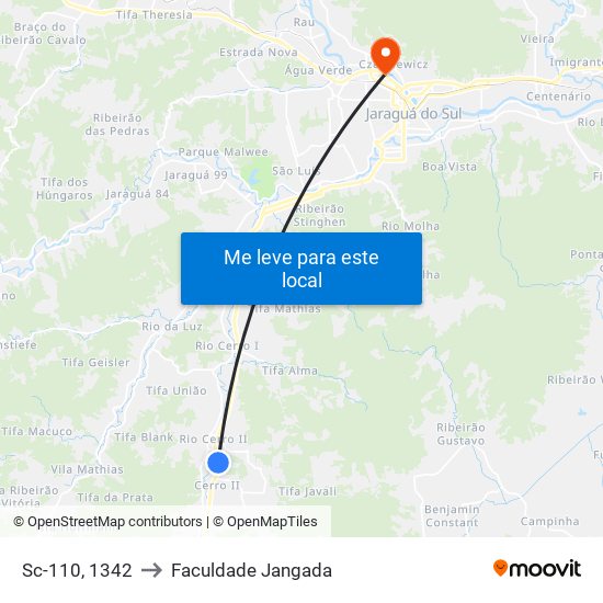 Sc-110, 1342 to Faculdade Jangada map