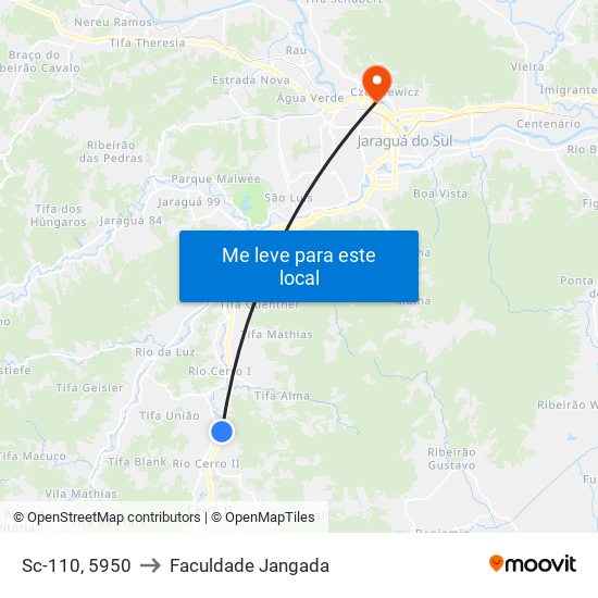 Sc-110, 5950 to Faculdade Jangada map