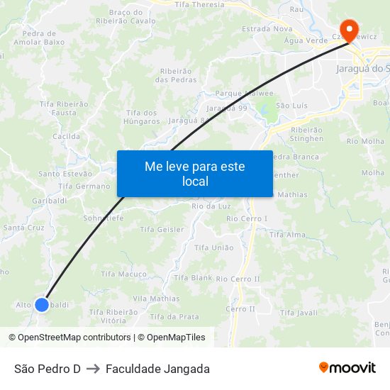 São Pedro D to Faculdade Jangada map