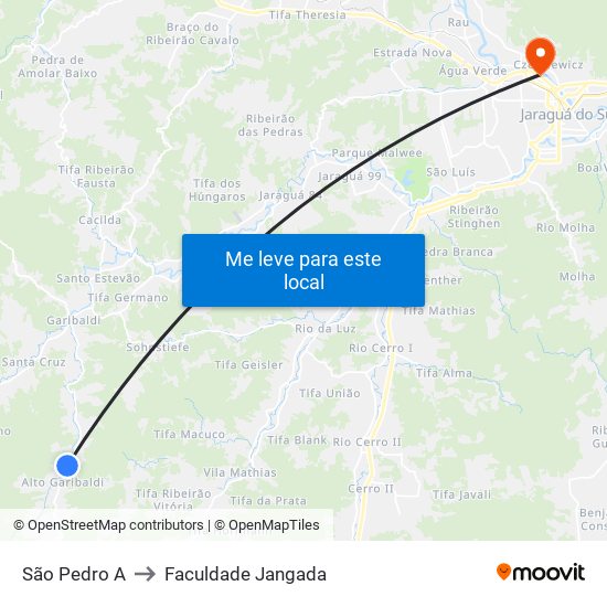 São Pedro A to Faculdade Jangada map