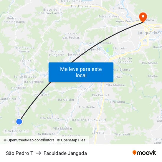 São Pedro T to Faculdade Jangada map