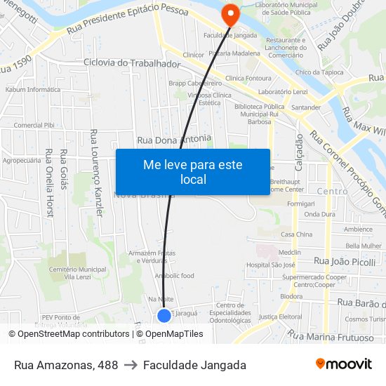 Rua Amazonas, 488 to Faculdade Jangada map