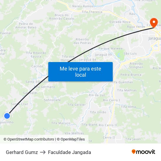 Gerhard Gumz to Faculdade Jangada map