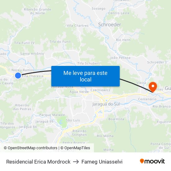 Residencial Erica Mordrock to Fameg Uniasselvi map