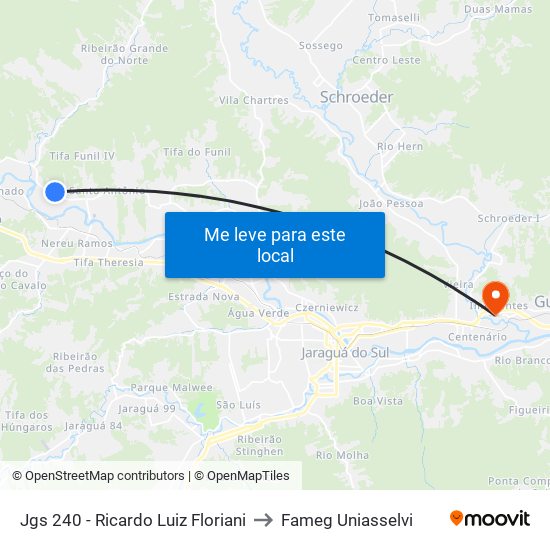 Jgs 240 - Ricardo Luiz Floriani to Fameg Uniasselvi map
