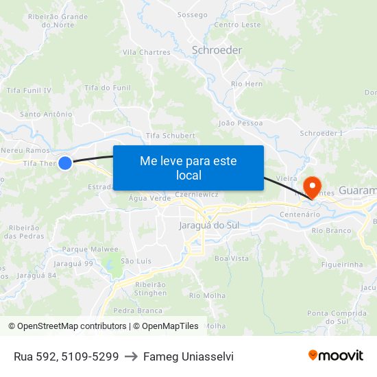 Rua 592, 5109-5299 to Fameg Uniasselvi map