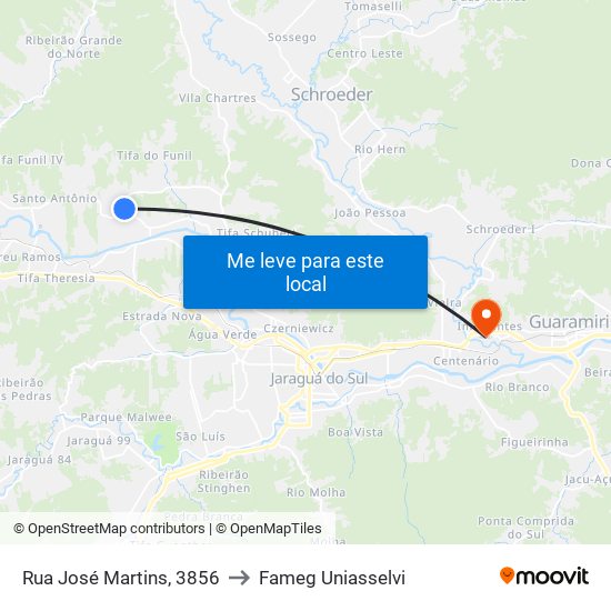 Rua José Martins, 3856 to Fameg Uniasselvi map