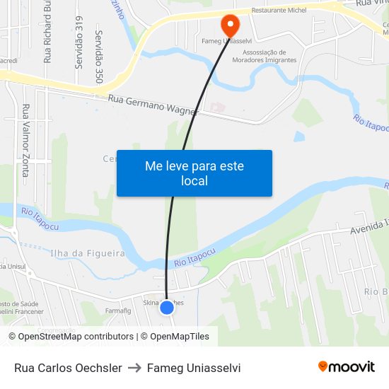Rua Carlos Oechsler to Fameg Uniasselvi map