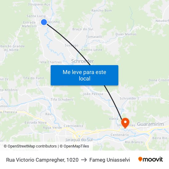 Rua Victorio Campregher, 1020 to Fameg Uniasselvi map