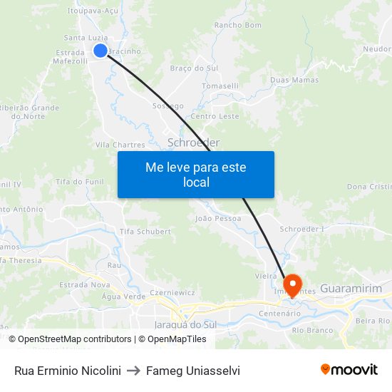 Rua Erminio Nicolini to Fameg Uniasselvi map