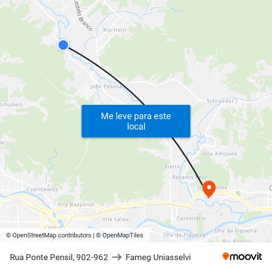 Rua Ponte Pensil, 902-962 to Fameg Uniasselvi map