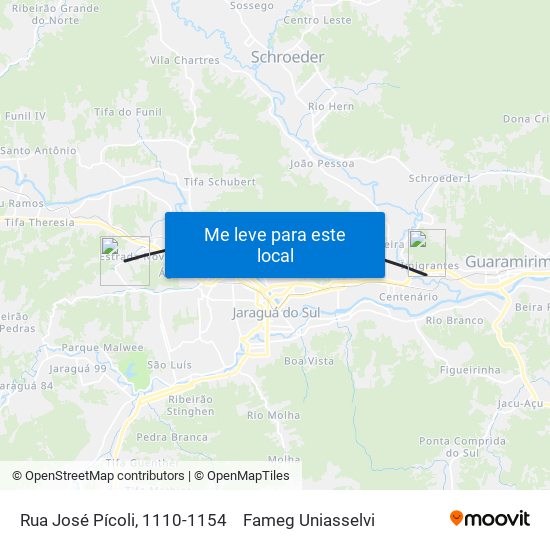 Rua José Pícoli, 1110-1154 to Fameg Uniasselvi map