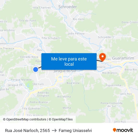 Rua José Narloch, 2565 to Fameg Uniasselvi map