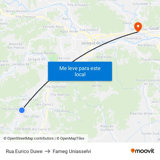 Rua Eurico Duwe to Fameg Uniasselvi map
