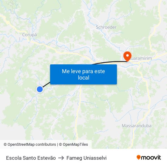 Escola Santo Estevão to Fameg Uniasselvi map