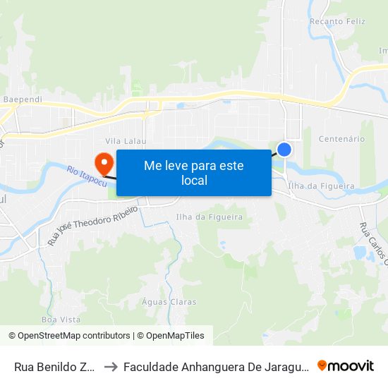 Rua Benildo Zamin to Faculdade Anhanguera De Jaraguá Do Sul map