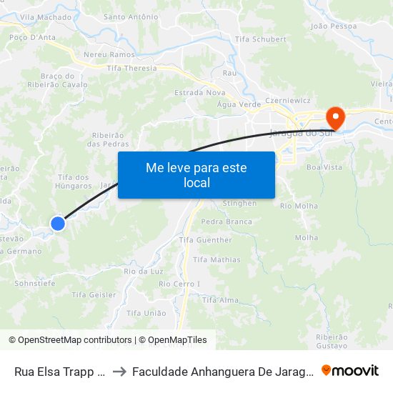 Rua Elsa Trapp Meier to Faculdade Anhanguera De Jaraguá Do Sul map