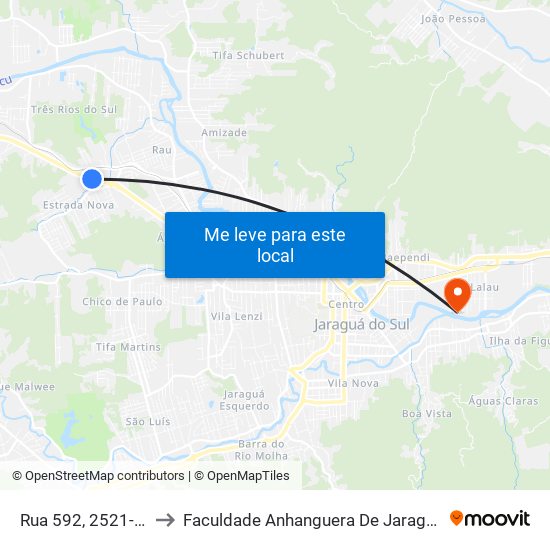 Rua 592, 2521-2557 to Faculdade Anhanguera De Jaraguá Do Sul map