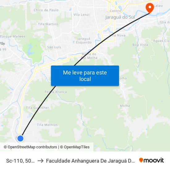Sc-110, 5045 to Faculdade Anhanguera De Jaraguá Do Sul map