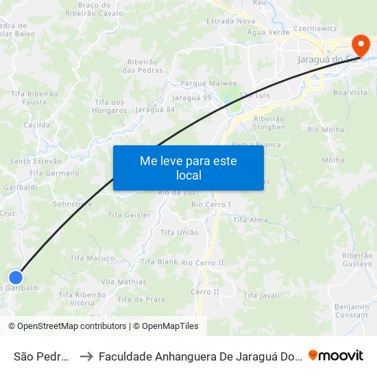 São Pedro E to Faculdade Anhanguera De Jaraguá Do Sul map