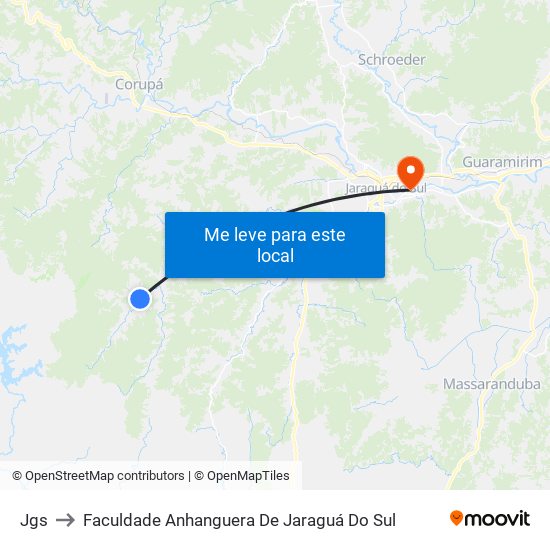 Jgs to Faculdade Anhanguera De Jaraguá Do Sul map