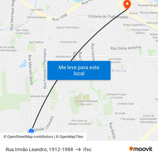 Rua Irmão Leandro, 1912-1988 to Ifsc map