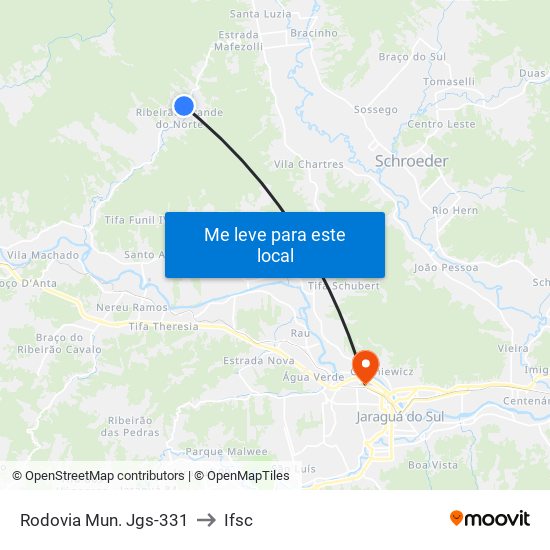 Rodovia Mun. Jgs-331 to Ifsc map