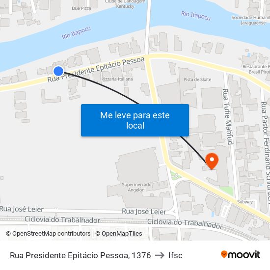 Rua Presidente Epitácio Pessoa, 1376 to Ifsc map