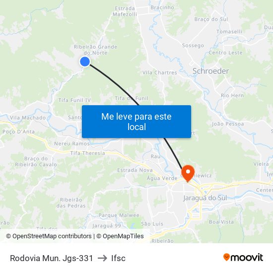 Rodovia Mun. Jgs-331 to Ifsc map