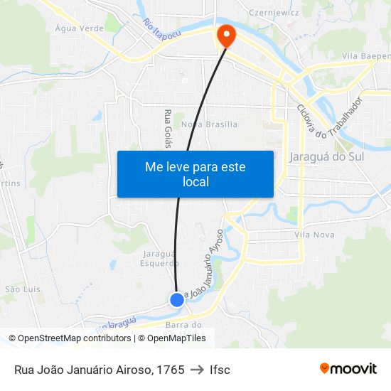 Rua João Januário Airoso, 1765 to Ifsc map