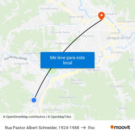 Rua Pastor Albert Schneider, 1924-1988 to Ifsc map
