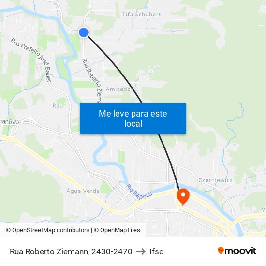 Rua Roberto Ziemann, 2430-2470 to Ifsc map