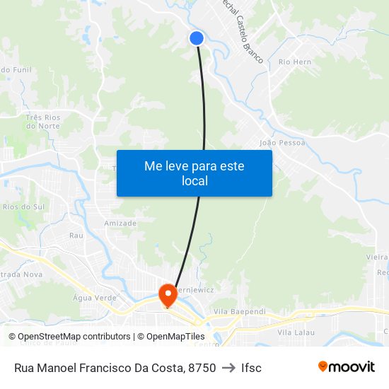 Rua Manoel Francisco Da Costa, 8750 to Ifsc map