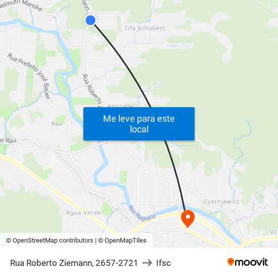 Rua Roberto Ziemann, 2657-2721 to Ifsc map