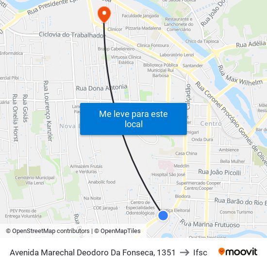 Avenida Marechal Deodoro Da Fonseca, 1351 to Ifsc map