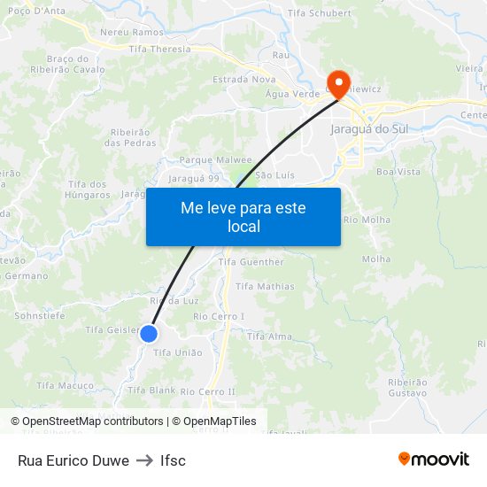 Rua Eurico Duwe to Ifsc map