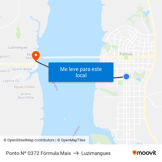 Ponto Nº 0372 Fórmula Mais to Luzimangues map