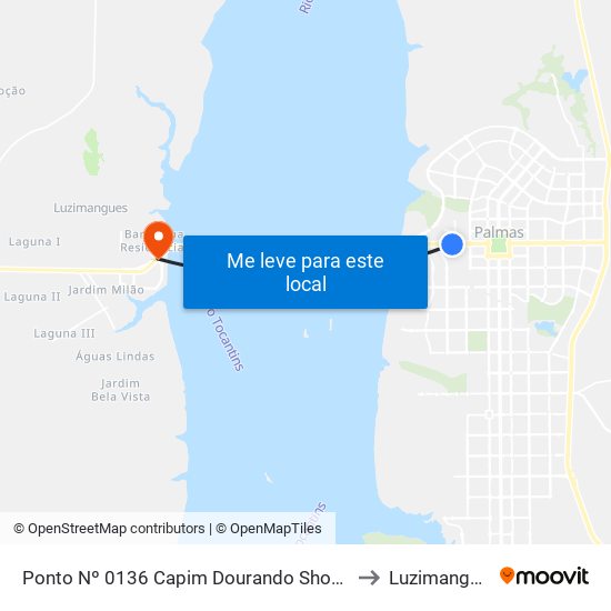 Ponto Nº 0136 Capim Dourando Shopping to Luzimangues map