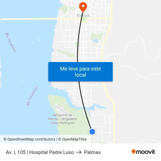 Av. I, 105 | Hospital Padre Luso to Palmas map