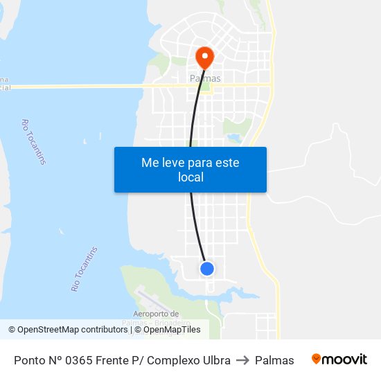Ponto Nº 0365 Frente P/ Complexo Ulbra to Palmas map
