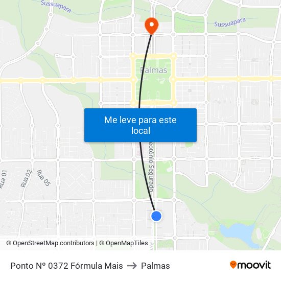 Ponto Nº 0372 Fórmula Mais to Palmas map