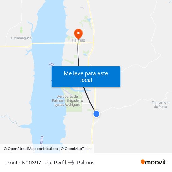 Ponto N° 0397 Loja Perfil to Palmas map