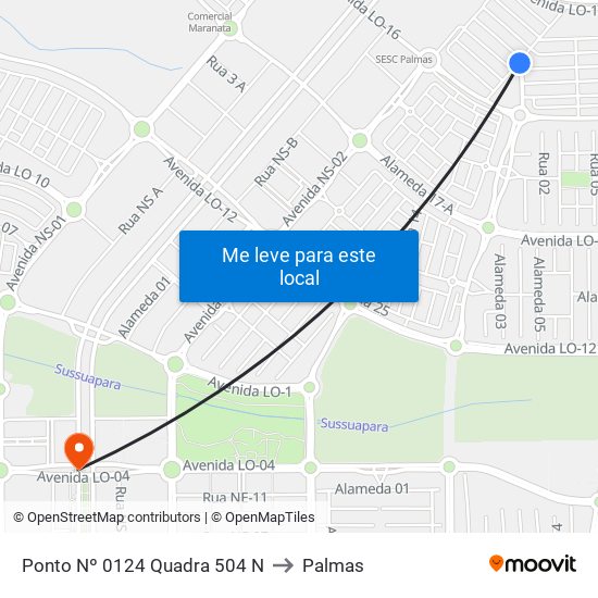 Ponto Nº 0124 Quadra 504 N to Palmas map