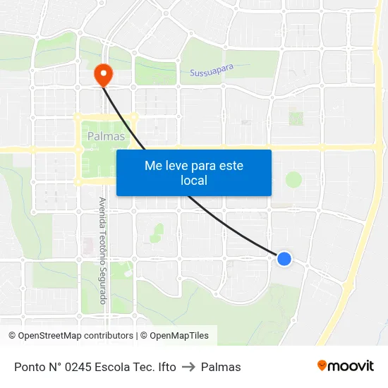 Ponto N° 0245 Escola Tec. Ifto to Palmas map