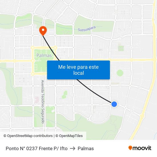 Ponto N° 0237 Frente P/ Ifto to Palmas map