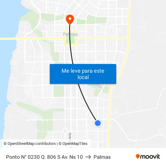 Ponto N° 0230 Q. 806 S Av. Ns 10 to Palmas map