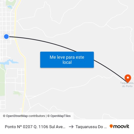 Ponto Nº 0207 Q. 1106 Sul Avenida Ns 4 to Taquarussu Do Porto map